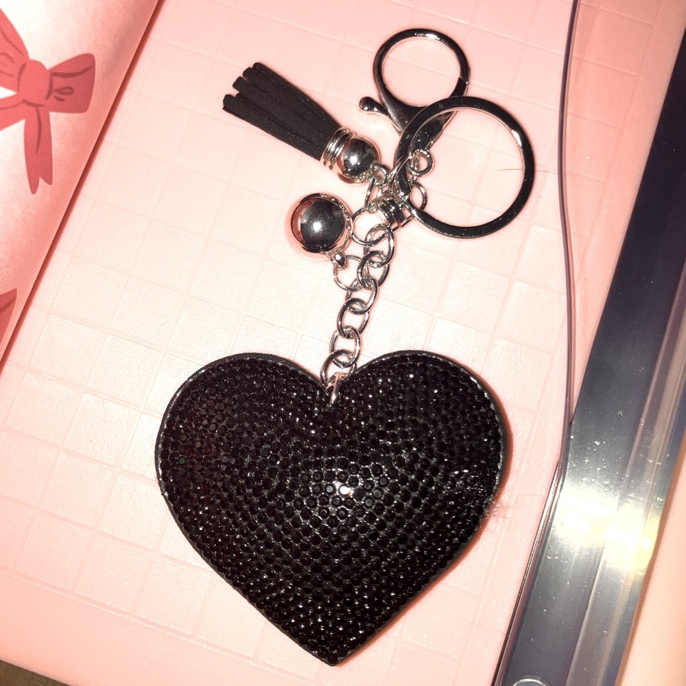 Black Heart Keychain with Tassel